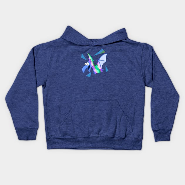 Flying dinosaur Kids Hoodie by AnjPrint